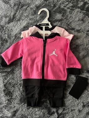 Jordan Hot Pink & Black Infant Zip Hoodie Set